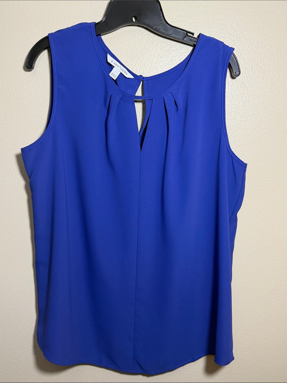 41 Hawthorn Royal Blue Pleated Keyhole Sleeveless Top